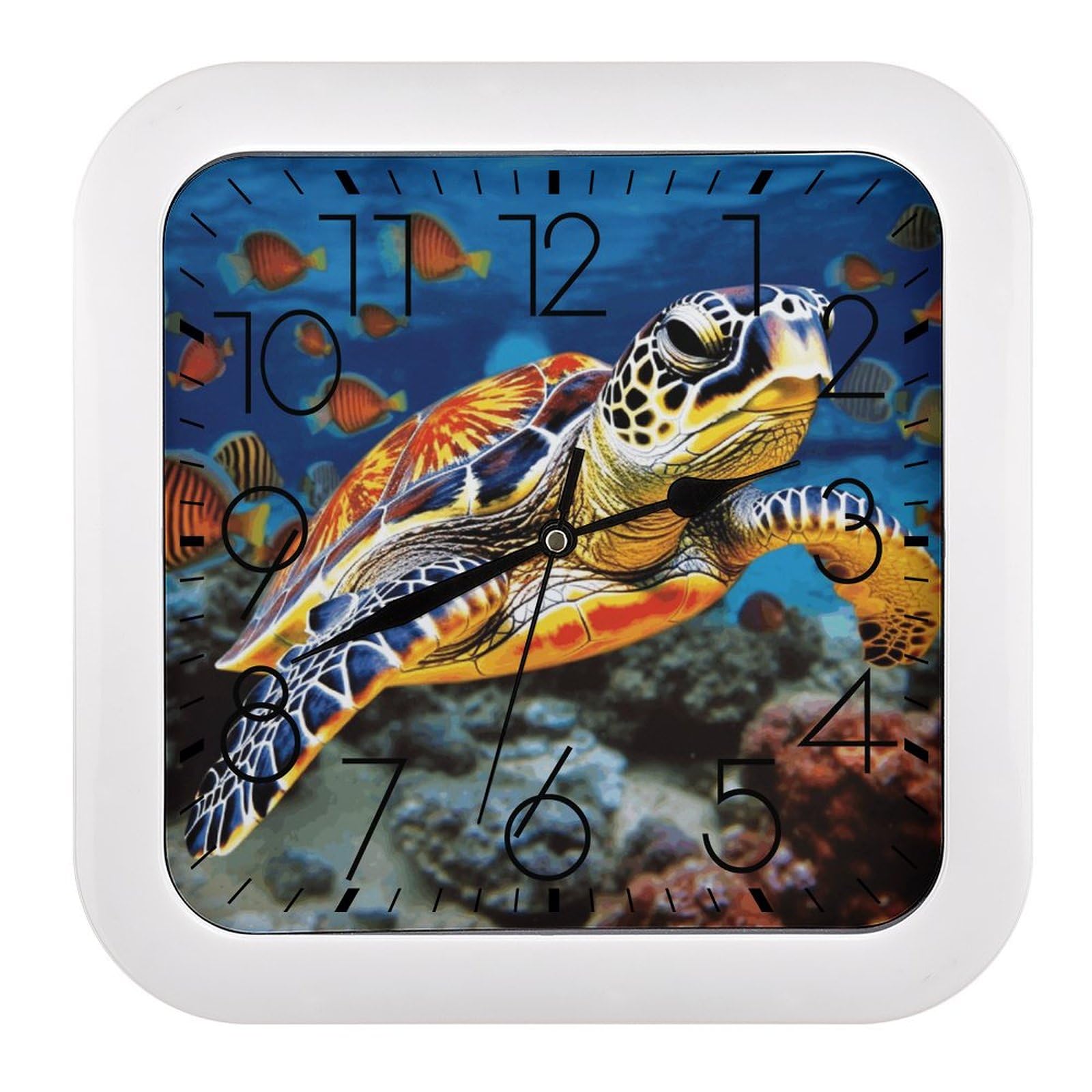 Horloge murale carrée 25,4 cm silencieuse et colorée pour salon ou bureau moderne