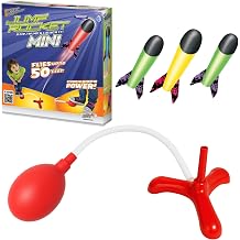 Geospace Jump Rocket Mini Size Set Single Pump 3 Flying Foam Rockets Outdoor Toys for Kids, Boys & Girls Stomper Rocket Set Leg Powered Stomper Rockets Toy - Cool Toys for Fun