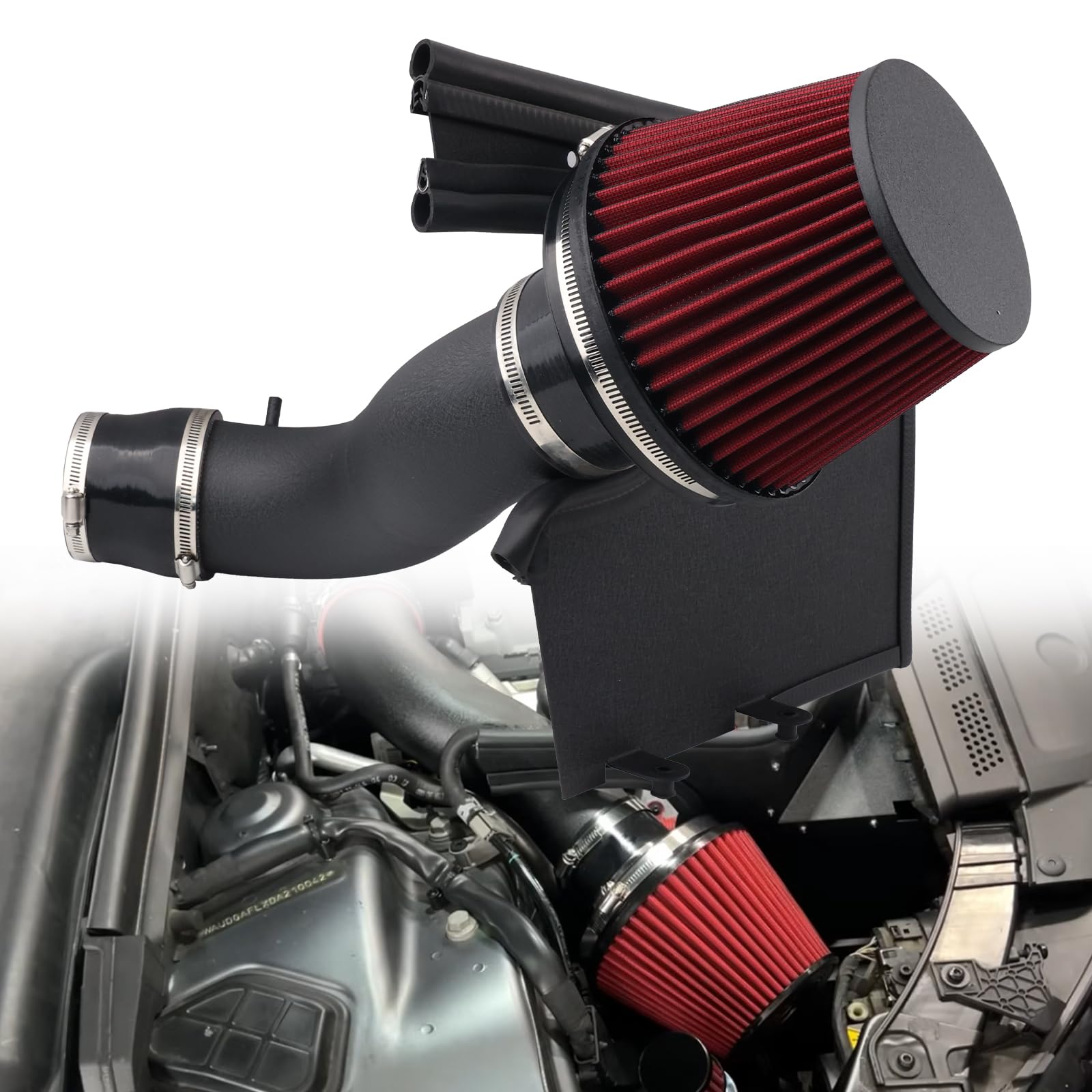 Kit Aspirazione Aria Fredda 3,5 Pollici Compatibile Con Audi B8 B8.5 S4 S5 Q5 SQ5 3,0T 3,2L V6 2010-2017 Sistema Di Induzione Prestazione Alluminio Fresato CNC Con Scudo Termico Filtro