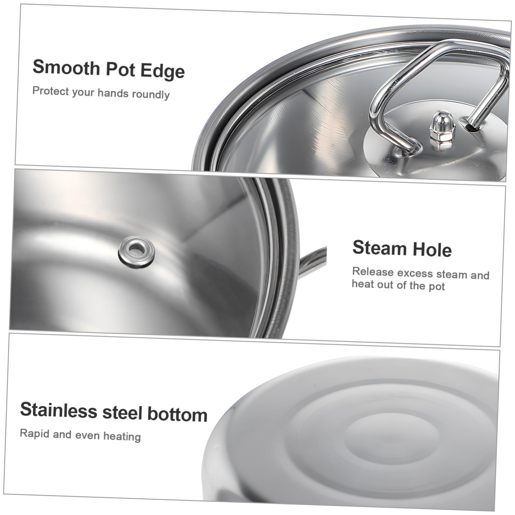Hemobllo Set Pentole da Minestra 5 Pezzi in Acciaio Inox per Induzione | Coperchi in Vetro, Doppie Maniglie, Finitura Argento, Uso Versatile in Cucina, Set All-in-one