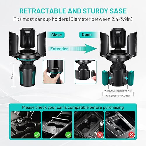 Miniatura 3 de Adaptador expansor de portavasos de automóvil ajustable este expansor multiusos para automóvil con goma se adapta a botellas grandes y tazas y