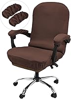 Vista 19 de NeColorLife Funda de terciopelo para silla de oficina con fundas para reposabrazos, funda elástica para silla de computadora de escritorio