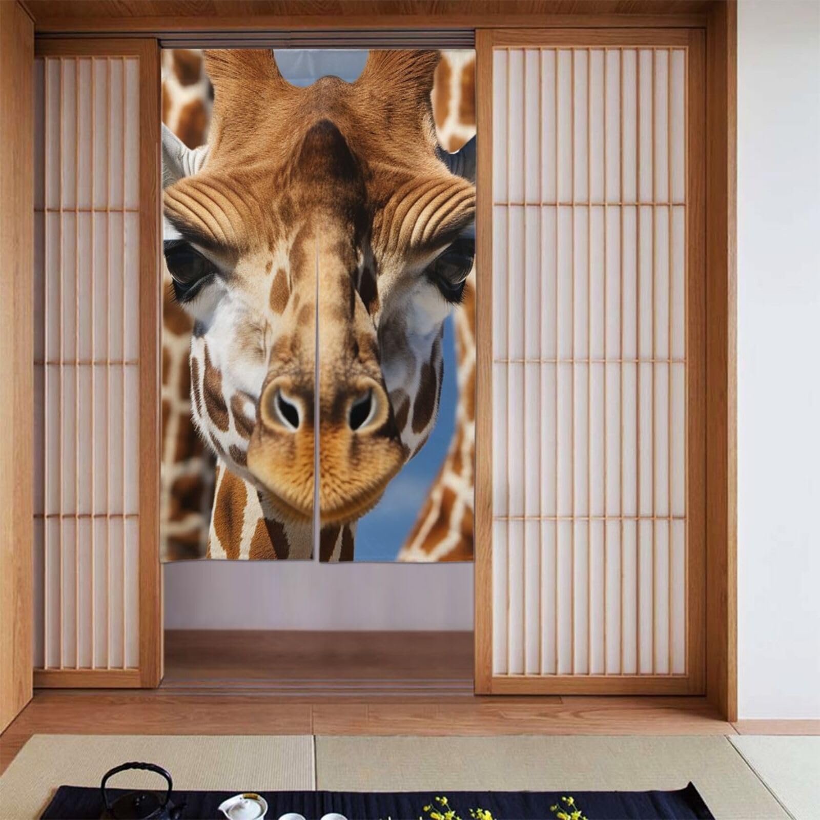 Rideaux de porte personnalisés motif girafe en tissu dense