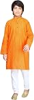 BABA AND BABY Ethnic Wear Stitch Dobby Yellow Colour Cotton Kurta Pyjama (Dot.Yellow, 9-10 Years)