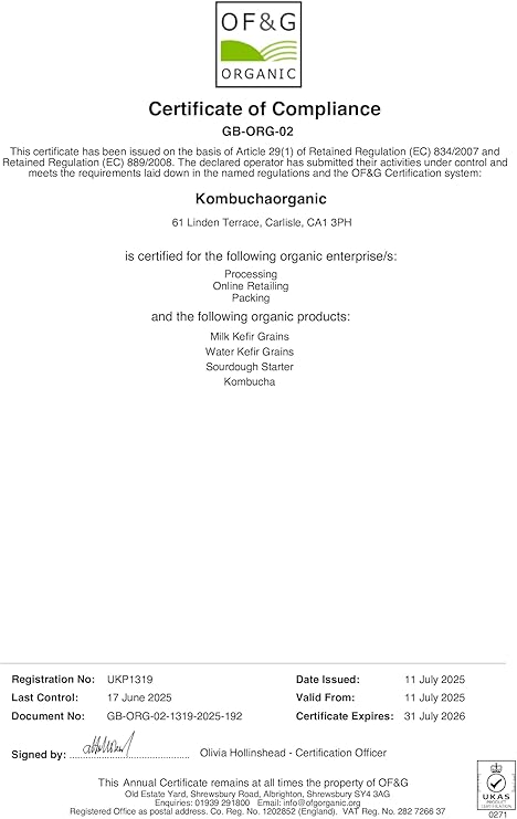 Raw Organic Organic Milk Kefir Grains Tibetan Mushroom 5g by Kombuchaorganic®