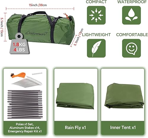 Miniatura 9 de Clostnature Crux - Tienda de campaña ligera para mochileros  Tienda de campaña ultraligera para 1234 personas, tienda de campaña impermeable de