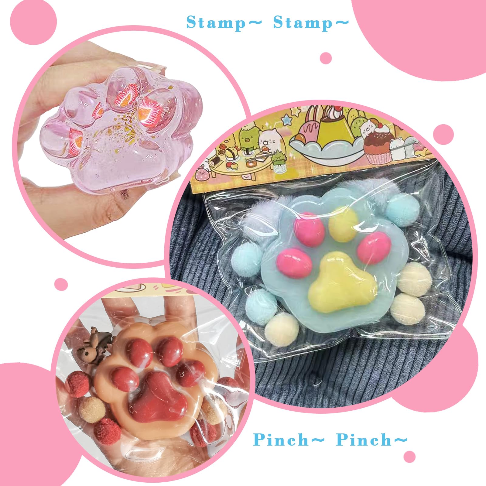 Amazon | スクイーズ玩具 【3個】 big 猫の手 キーホルダー ストレス