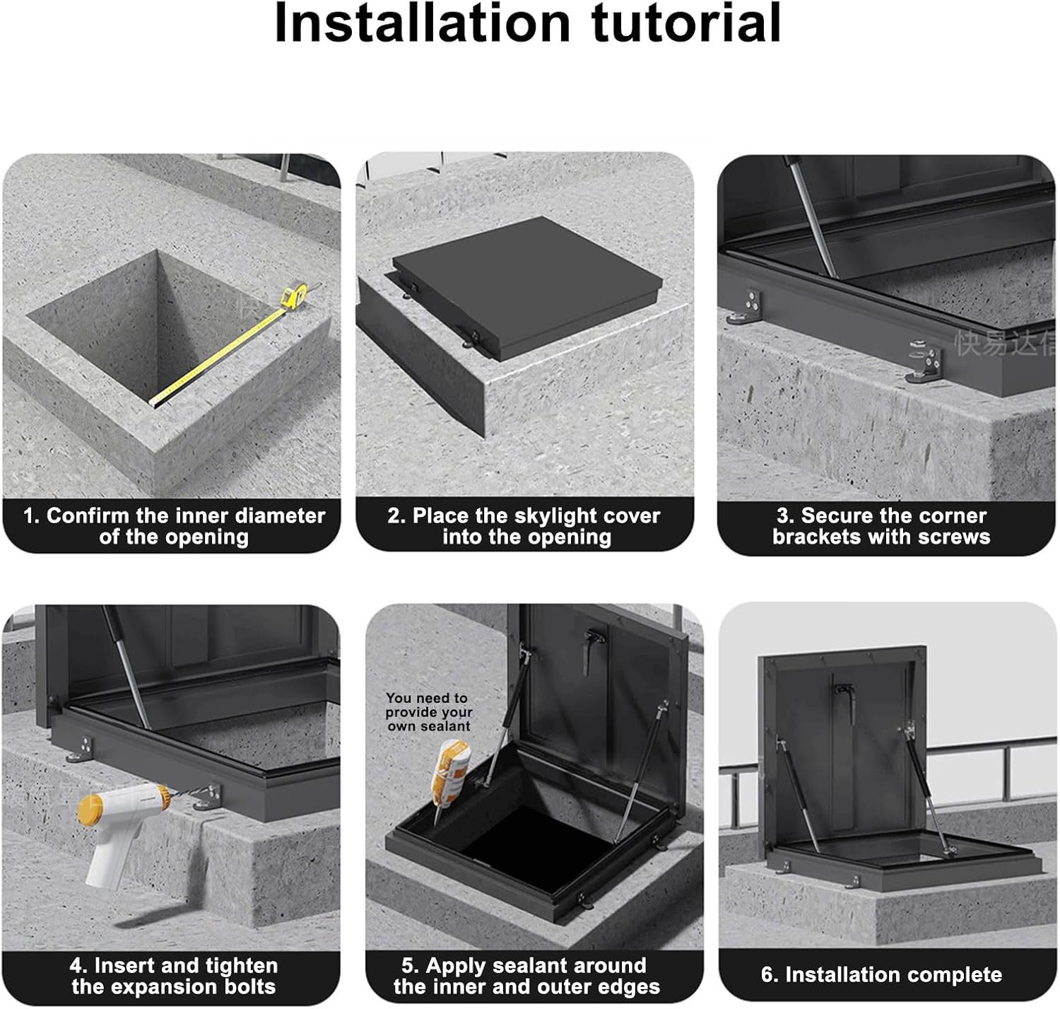 Roof Hatch Building, Aluminum Alloy Roof Access Hatch, Basement Window Well Covers, for Attic, Basement, and Emergency Access, for Home Industry(61cm/24in)