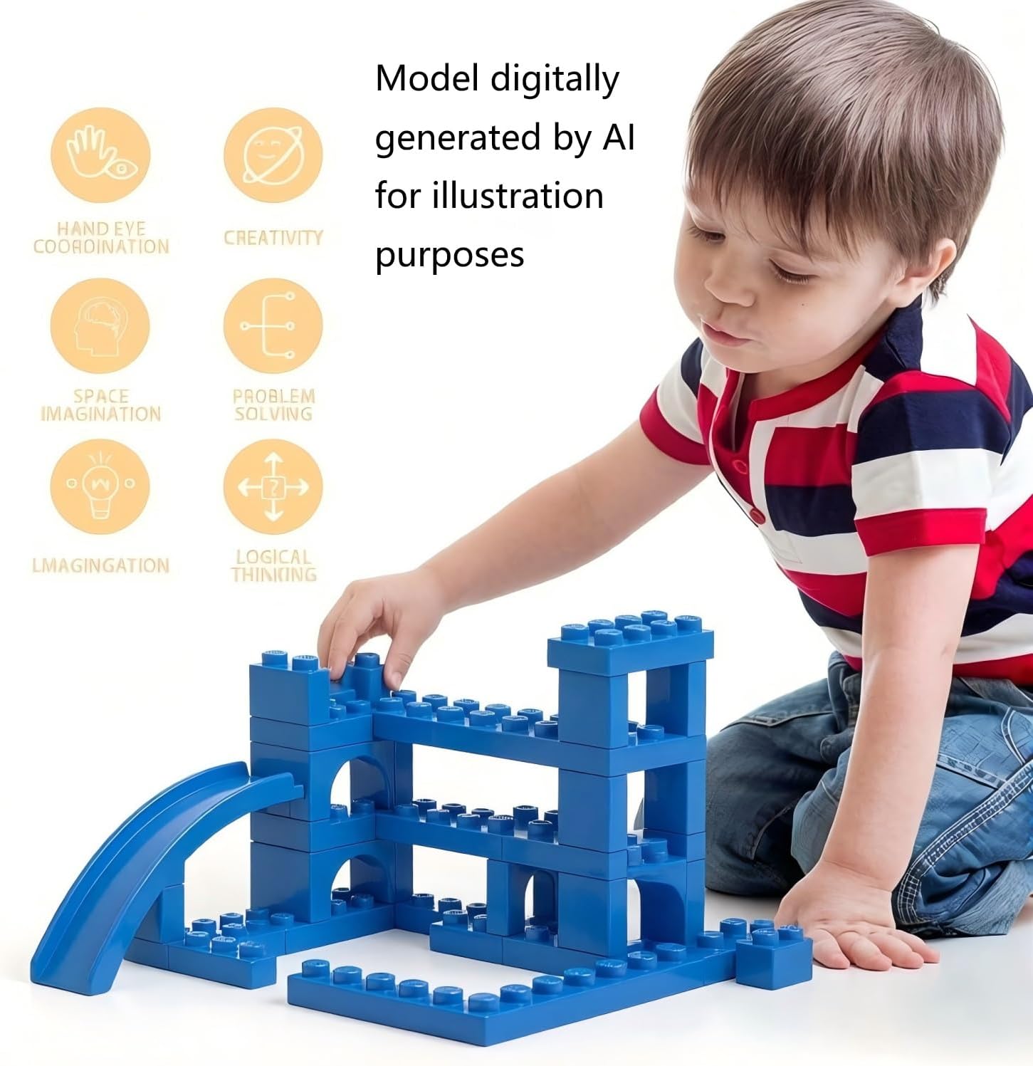 100 Piece Classic Building Blocks, Compatible with Lego, White Bricks in Bulk image 5