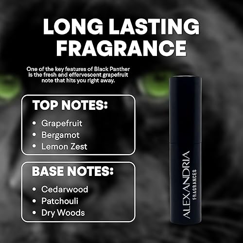 Miniatura 5 de Alexandria Fragrances Black Panther Perfume  Eau de Parfum de larga duración inspirado en notas de madera  Perfume de lujo para hombre con pomelo,