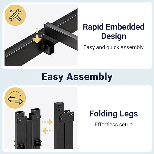 Miniatura 8 de Allewie Base de cama individual, camas de plataforma de metal de 14 pulgadas con espacio de almacenamiento, no necesita somier y fácil montaje,