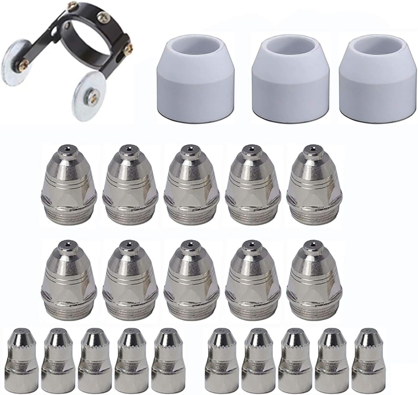 24PCS P80 Dual Voltage Plasma Cutter Consumables, Fit Pilot Arc Plasma Cutter Torch CUT50P CUT60P, Plasma Cutter Tips/Guide/Cup/Electrode, Upgrade Plasma Cutter Accessories