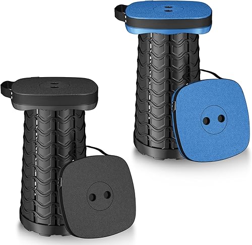 Paquete de 2 taburetes plegables  Taburete plegable ligero, capacidad de 485 libras, portátil para adultos, camping, pesca, senderismo, al aire