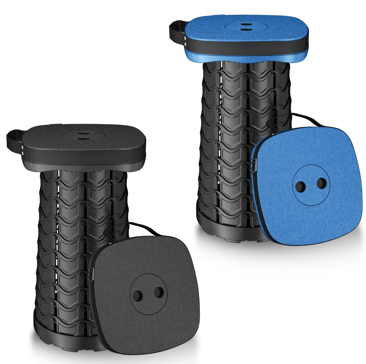2 Pack Folding Camping Stool,Square Collapsible Portable Stool,Collapsible Stool Folding Stool Telescoping Stool for Fishing Hiking BBQ,Sturdy Lightweight Telescoping Foldable Stool,Max Load 550lb-image-30