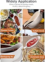 Vista 7 de Nucookery - Salsera grande de 14 onzas con asa ergonómica - Salsera blanca de porcelana fina con pico antigoteo para gravy, salsa caliente, aliño