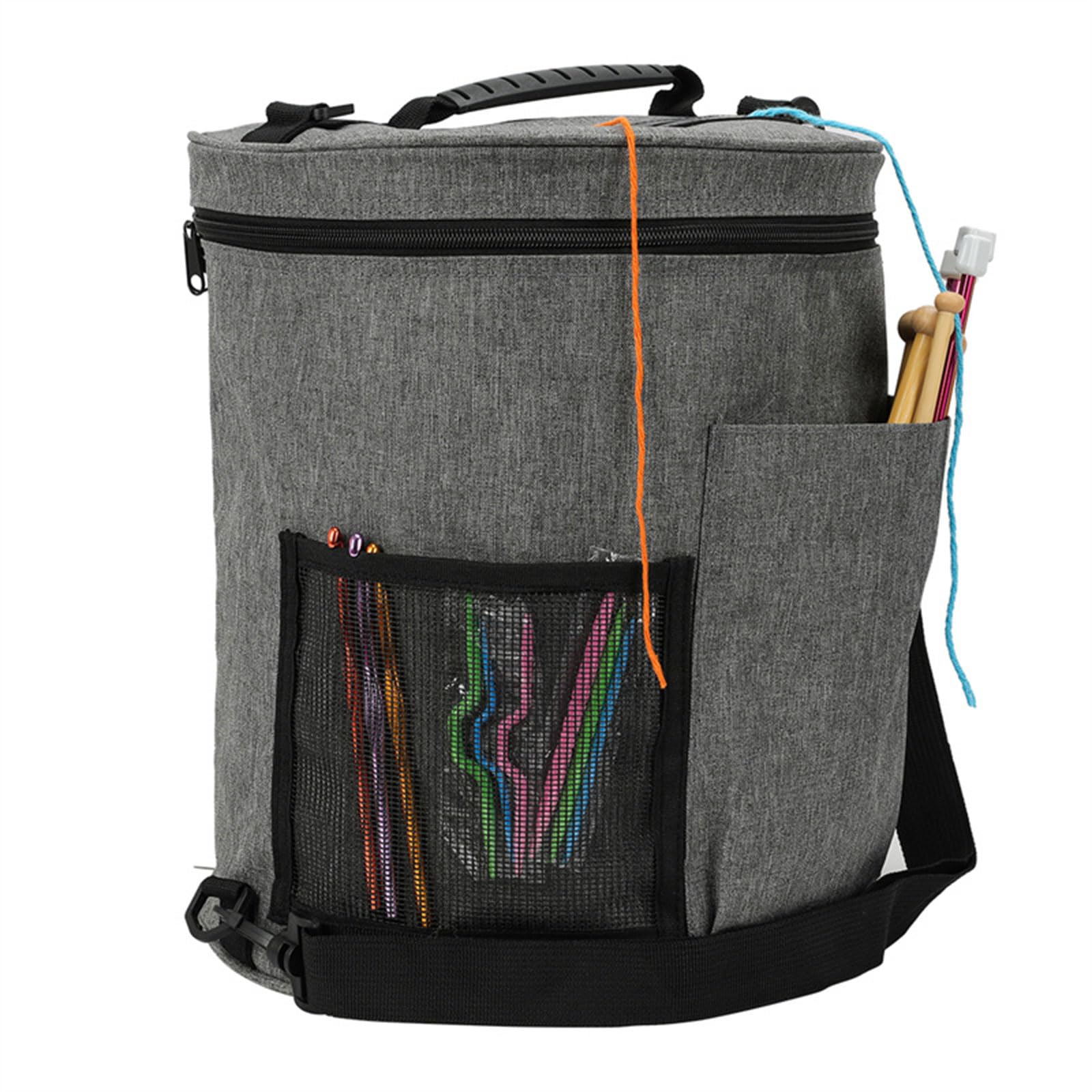 Kalttoy Woven Storage Bag Sewing Embroidery Tool Storage Crochet Yarn Drum Bag Bead Rhinestone Button Package Crochet Yarn Drum