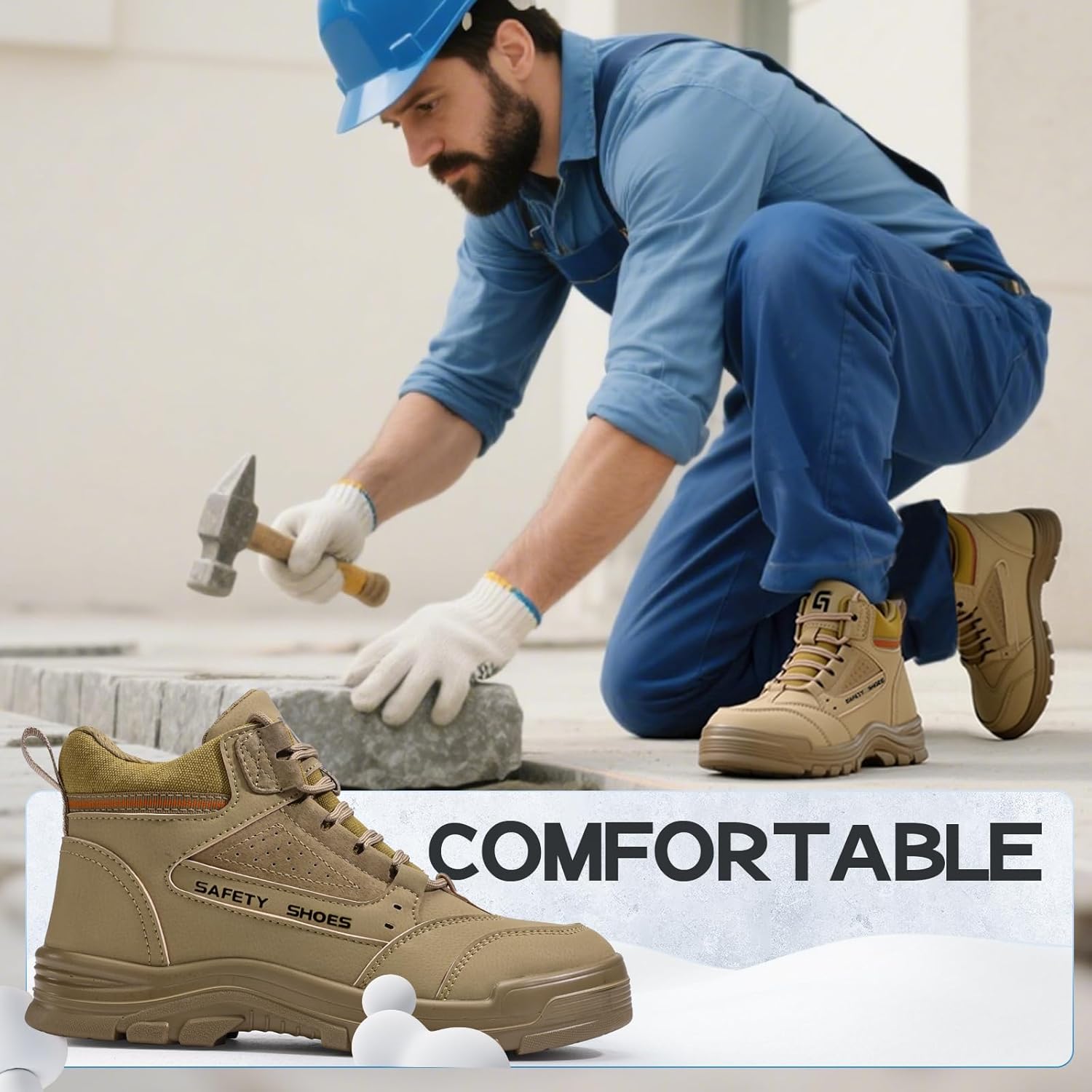 Steel Toe Work Boots for Men - High Top Puncture Resistant Safety Boots - Industrial Boot for Worker - Comfortable Work Boot for Construction - Image 5