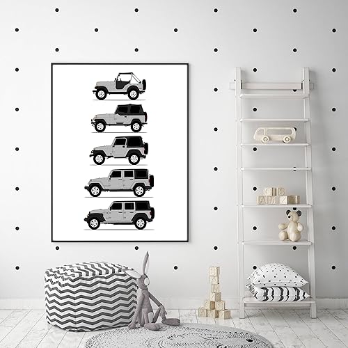 Miniatura 84 de Handmade Poster compatible with Jeep Wrangler Generations and Print of CJ, YJ, TJ, JK, JL - White, 11x14" Satin Print (Unframed) - Gift for Car