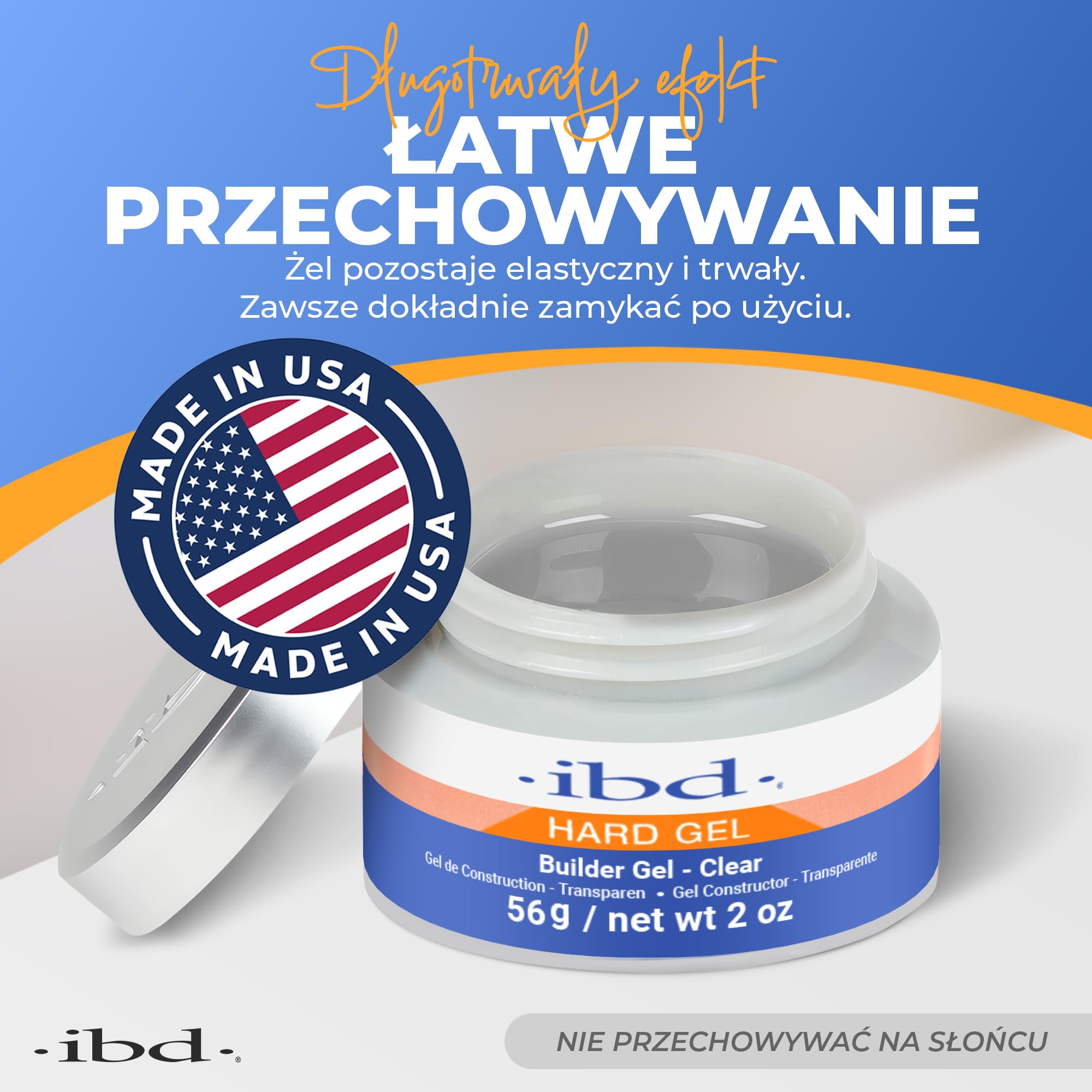 IBD Hard Gel - UV Builder Gel Clear, 56 g - MADE IN USA - Najwyższej jakości żel budujący do paznokci żelowych