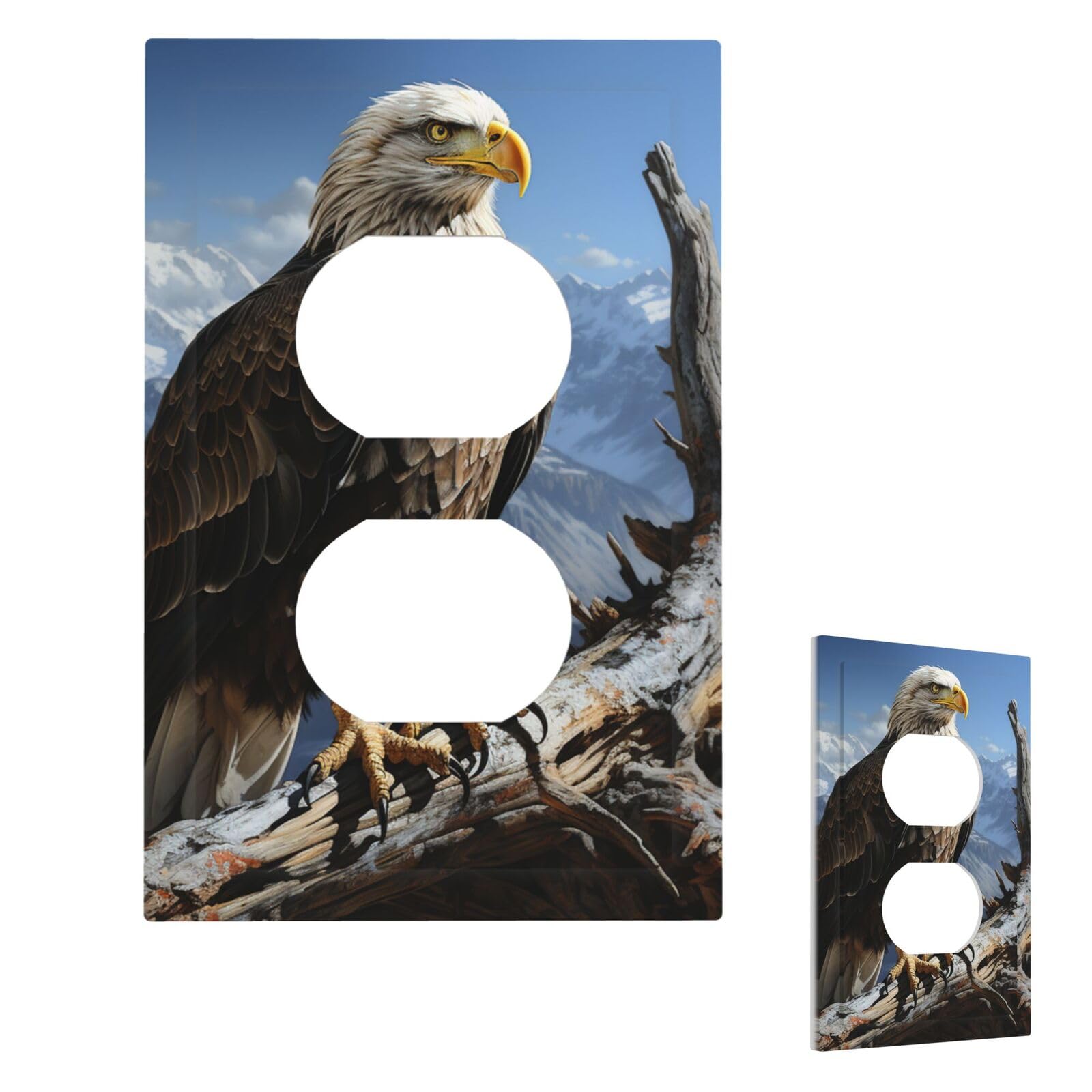 A Lone Eagle Wall Plate Cover Modern Decorative 1 Gang Light Switch Cover Unbreakable Receptacle Outlet Covers For Living Room Bedroom Home Decor Duplex