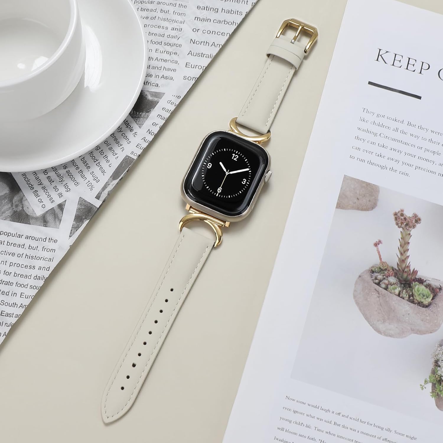 Leather Band Compatible with Apple Watch Bands for Women 41mm 40mm 38mm 42mm 44mm 45mm 46mm 49mm, Dressy Designer Strap with C-Shape Metal Buckle for iWatch Series 11/10/9/8/7/6/5/4/3/2/1/se/Ultra/Ultra 2 - Image 2