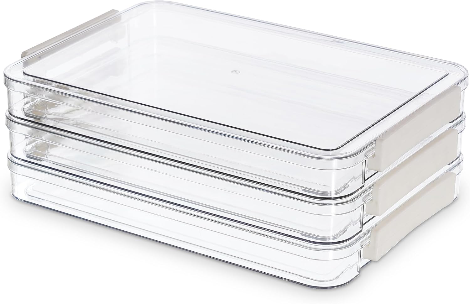 Citylife 3 PCS Scrapbook Paper Organizer with Clip, Stackable Clear Photo Organizer for Art and Craft Supplies, A4 Paper, Office Files, Stationery Clear White 3 Packs-Small