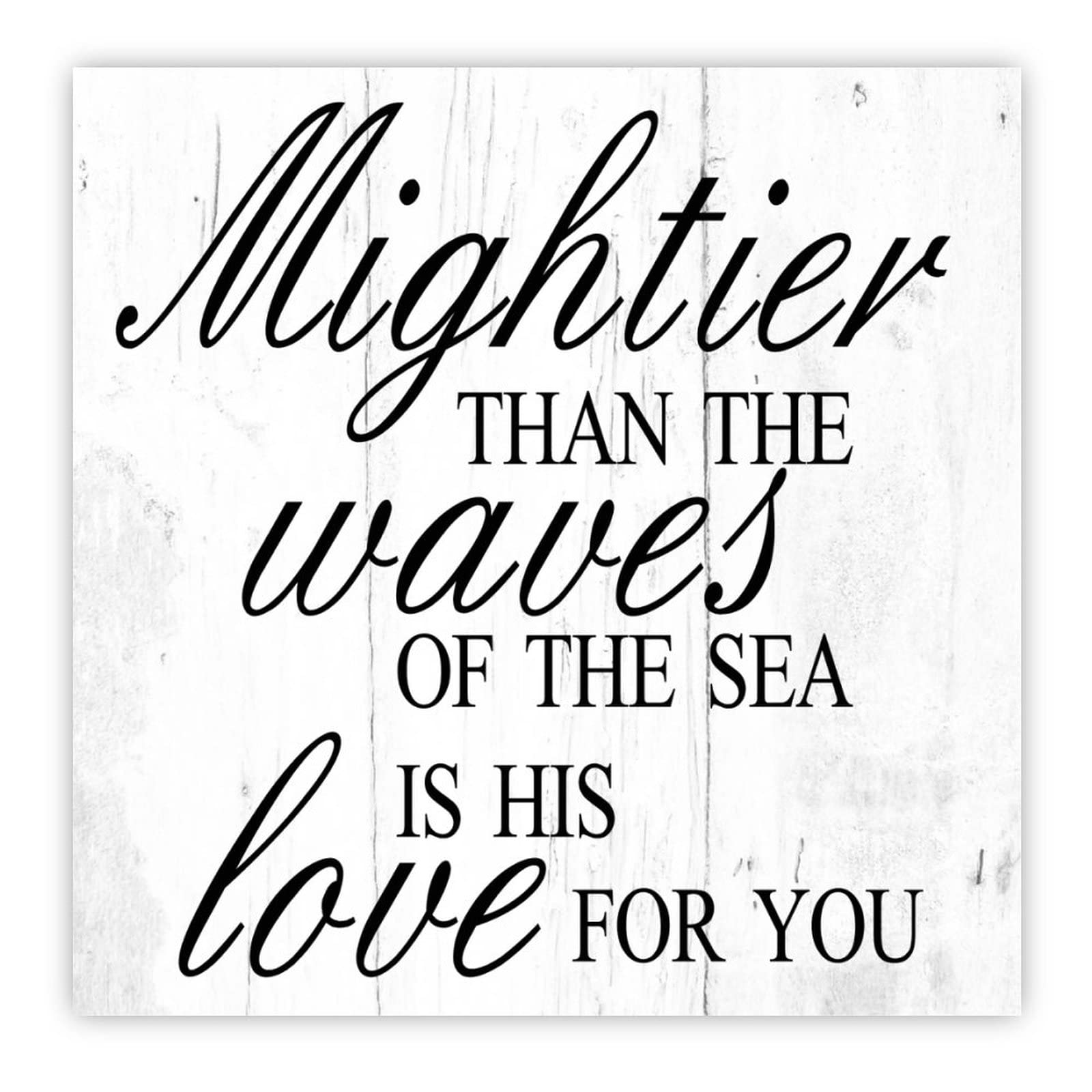 Panneau en bois Mightier Than The Waves de 40x40 cm pour une décoration murale style ferme