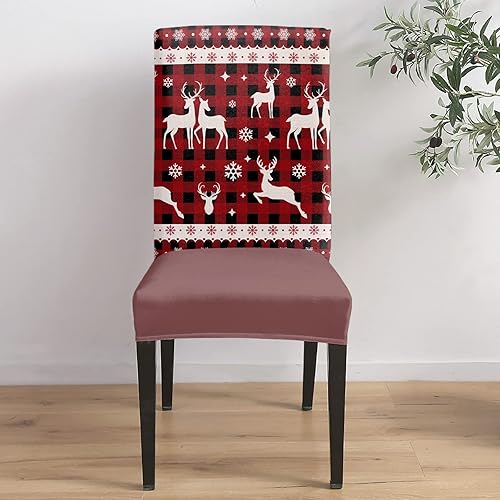Vista 11 de Z&L Home Juego de 6 fundas protectoras de silla de muñeco de nieve de Navidad, fundas elásticas extraíbles para sillas de comedor, color rojo árbol