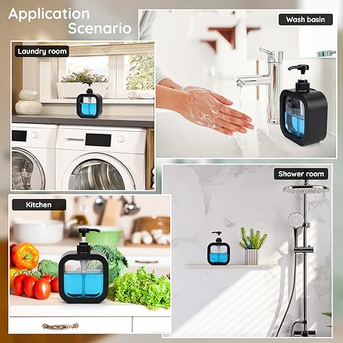 Miniatura 5 de Segbeauty Dispensador de jabón de manos recargable de 16.9 onzas, dispensador de jabón líquido a prueba de fugas de 16.9 fl oz para baño,