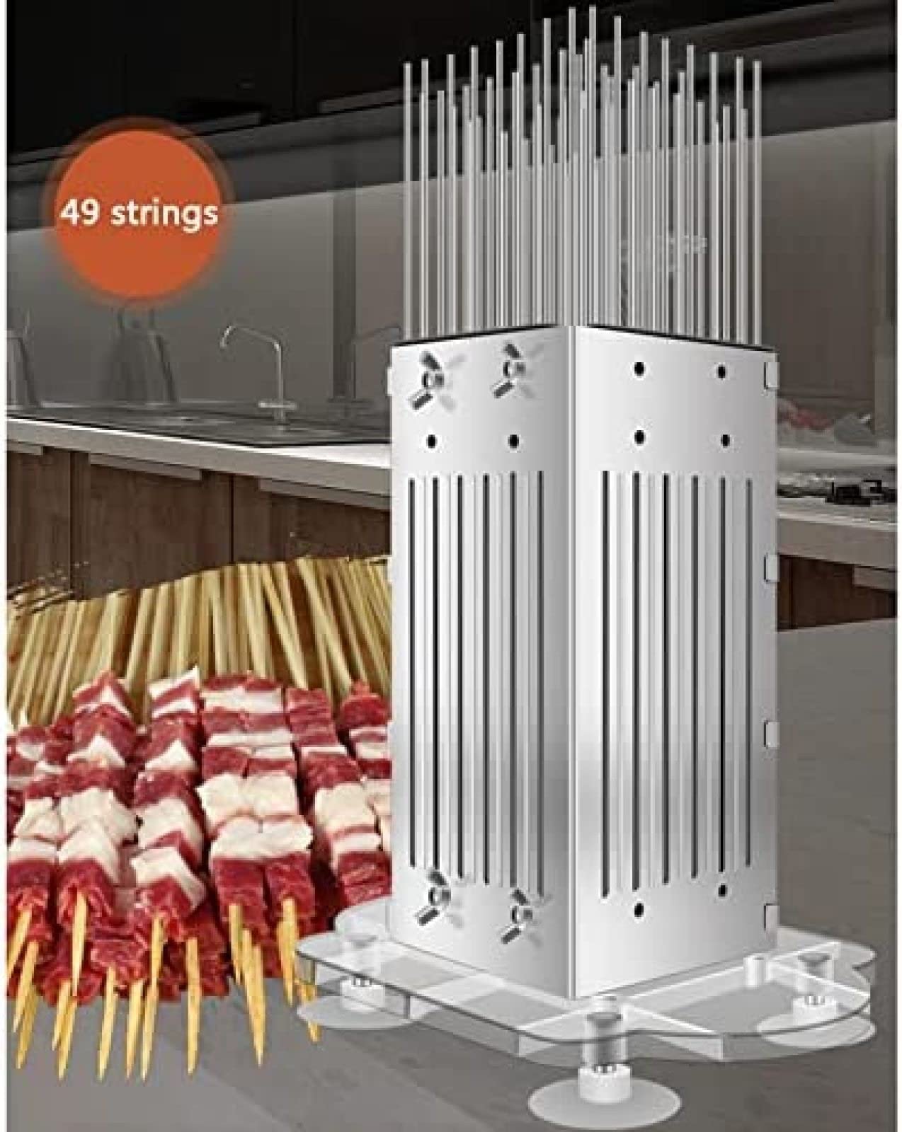 Scatola per kebab, macchina per shish kebab a 49 fori, strumenti per realizzare spiedini di tofu in acciaio inossidabile, per preparare spiedini di verdure per spiedini per barbecue, campegg