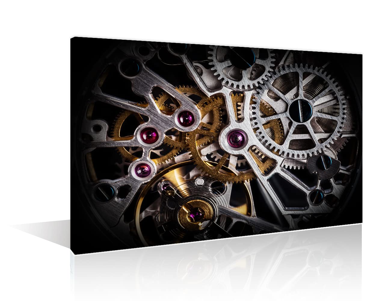 TISHIRON 1 Panel Canvas Wall Art Vintage Luxury Clock Pictures for Living Room Mechanism Paintings HD Prints Retro Artwork Giclee Home Modern Decor Framed Stretched Ready to Hang(24" Wx36 H)