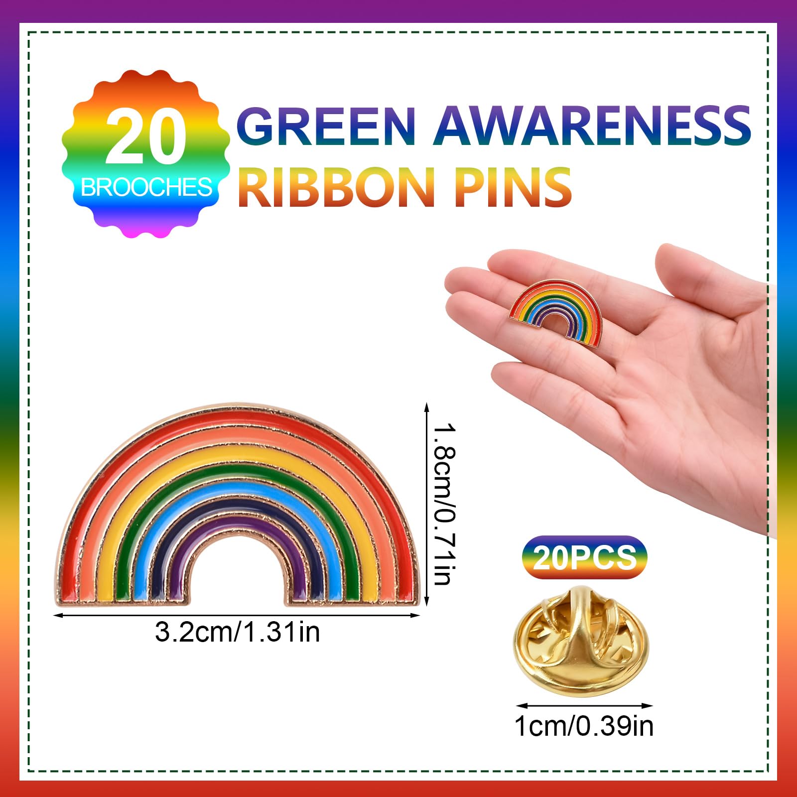WANDIC Spille con nastro arcobaleno, spille smaltate LGBT Pride arcobaleno gay pride in metallo per abbigliamento zaino decorazione