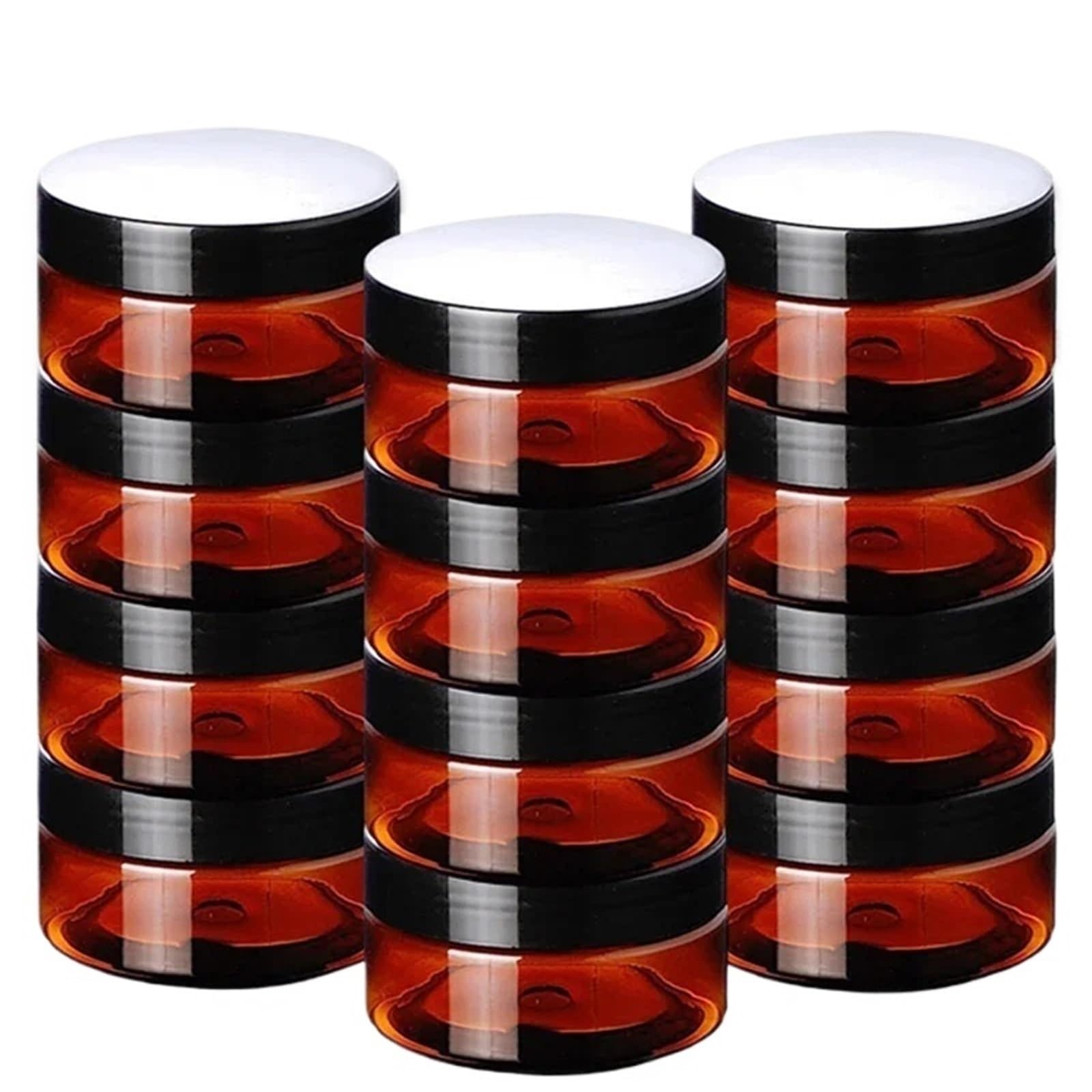 Pots CosméTiques Pots en plastique ambre de 100g avec couvercles noirs, Pots vides for shampoing, Lotion, rechargeables, crème for le visage, conteneurs cosmétiques for voyage, 12 pièces Pour Maquilla