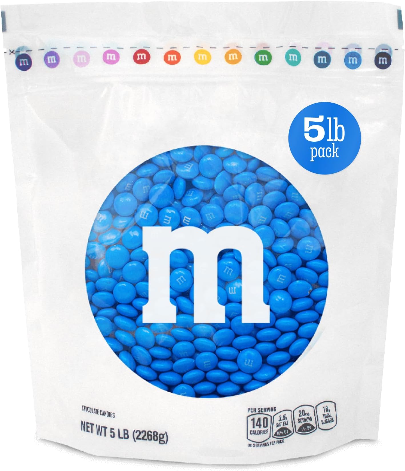 Blue Candy Bulk - Milk Chocolate Candy, 5 lbs Resealable Pack for Graduation, Wedding, 4th of July, Birthdays, Party Favors, Boy Baby Showers, Gender Reveal Ideas, Easter and more