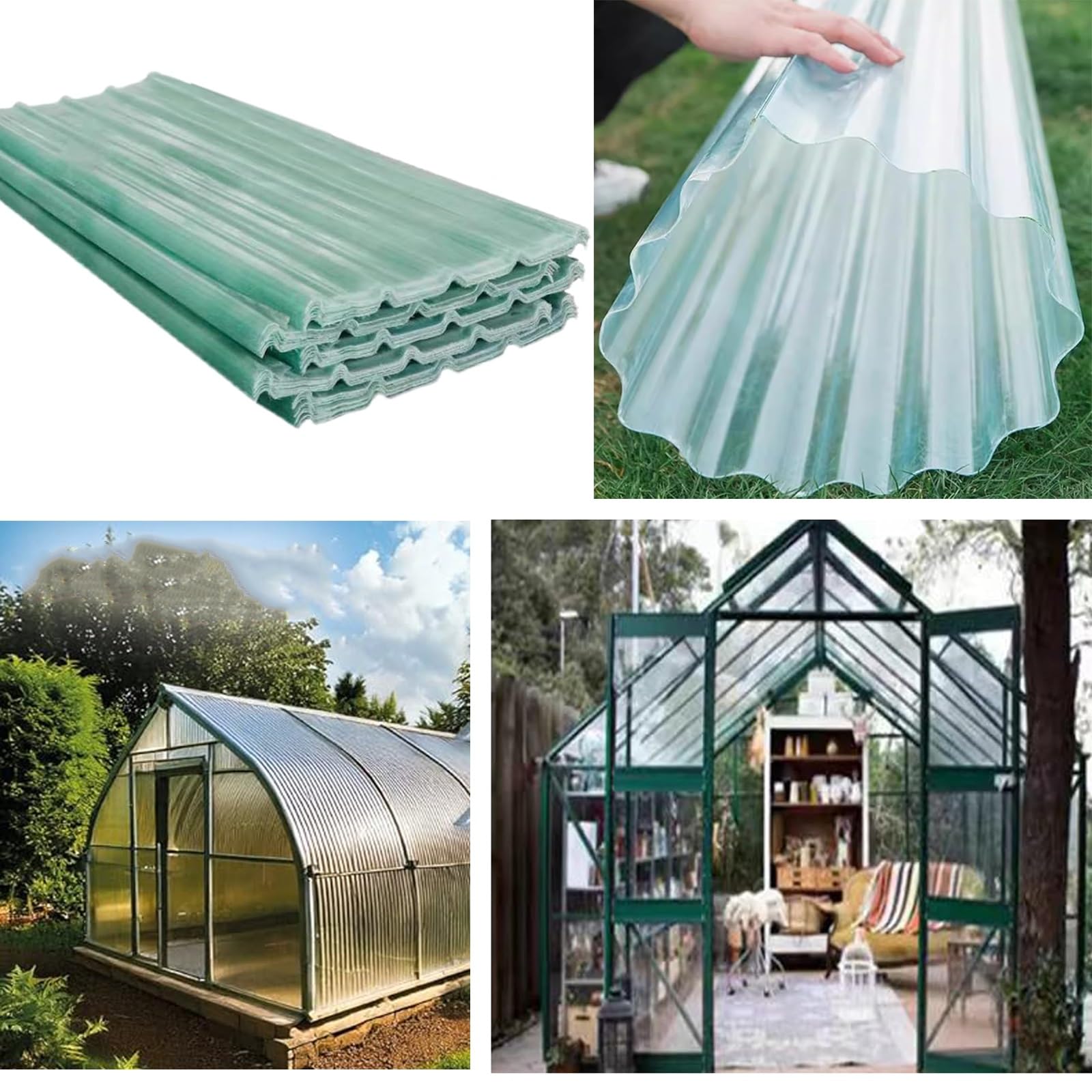 QWEASDF Paneles for Tejado de Alta Resistencia, Placa Ondulada Anti-UV, Chapas Perfiladas Techo Impermeable, FRP, Techo Cobertizo for Exteriores, Chapa Tejado(3pcs,0.9 * 0.6m/35 * 24in)