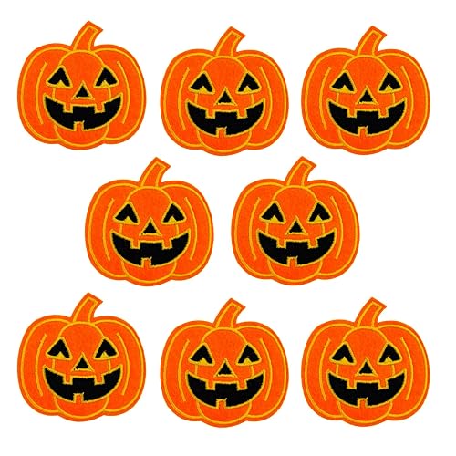 8 Pcs Cute Pumpkin Embroidery Patch - Halloween self-Adhesive Patches