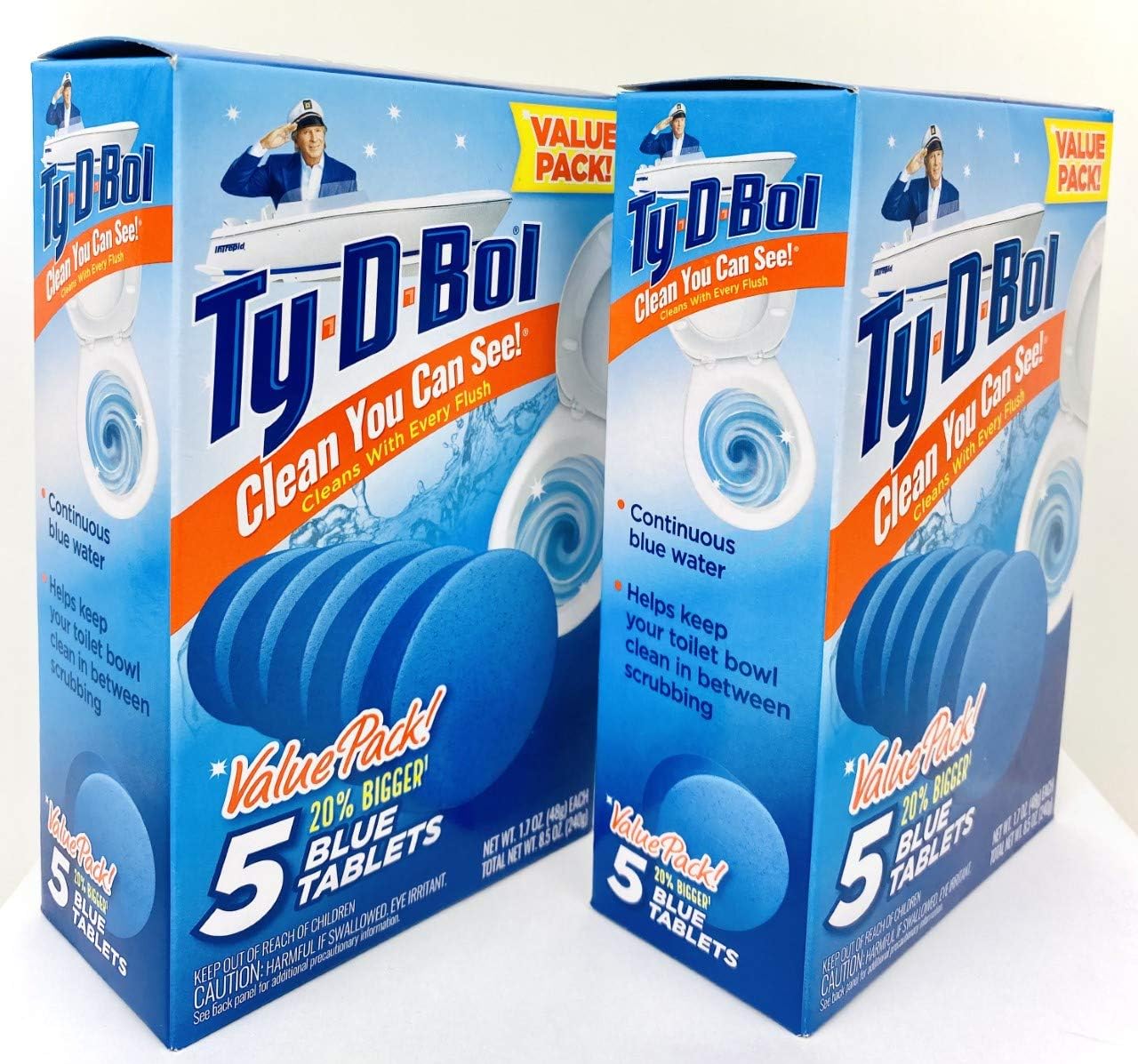 Ty D BOL Toilet Cleaning Tablets with Continuous Blue Spruce Scent keeps Toilets Smelling fresh and clean 10 tabs (2-5 Count Packs) (Blue Spruce)