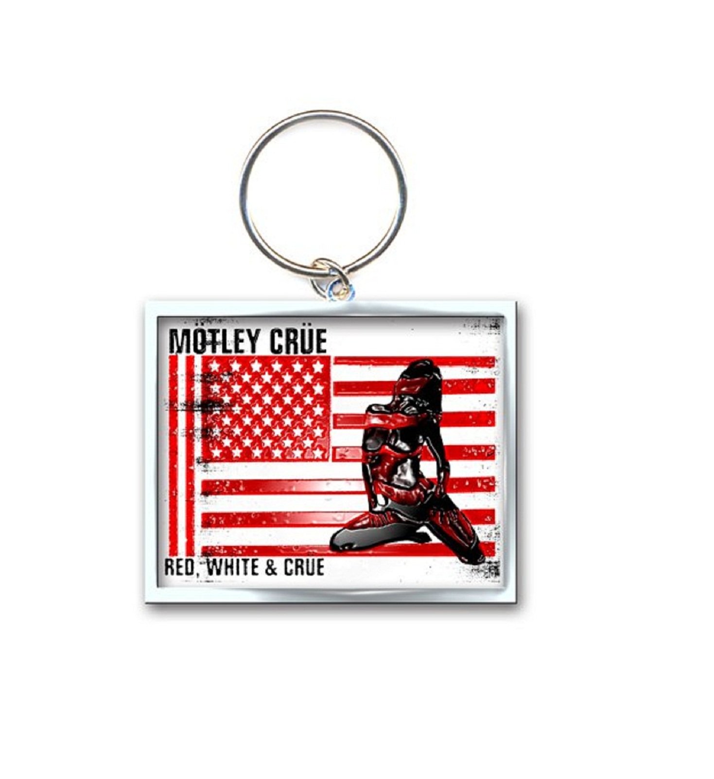 Motley Crue Keyring Keychain Red White and Crue band Logo Official One Size