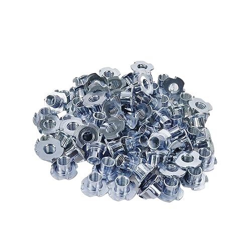 Miniatura 8 de M10 Tuercas en T 80Pcs Tuercas en T con Rosca, Tuercas en T de Acero con Recubrimiento de Zinc de 4 Puntas para Madera, Soportes para Escalada en