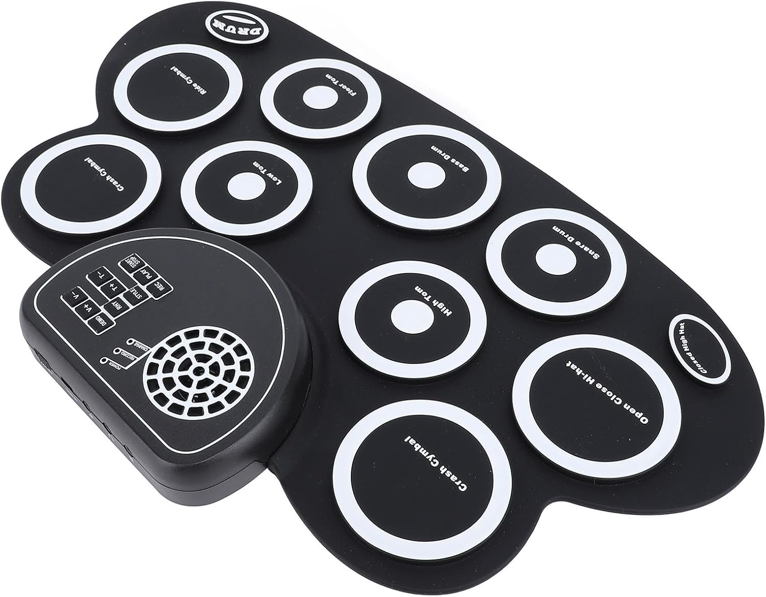 Electronic Drum Pad Set, Rechargeable Roll Up Drum Pad with Speaker, Double Pedal, Silicone Practice Drumsticks, for Beginners, Enthusiasts