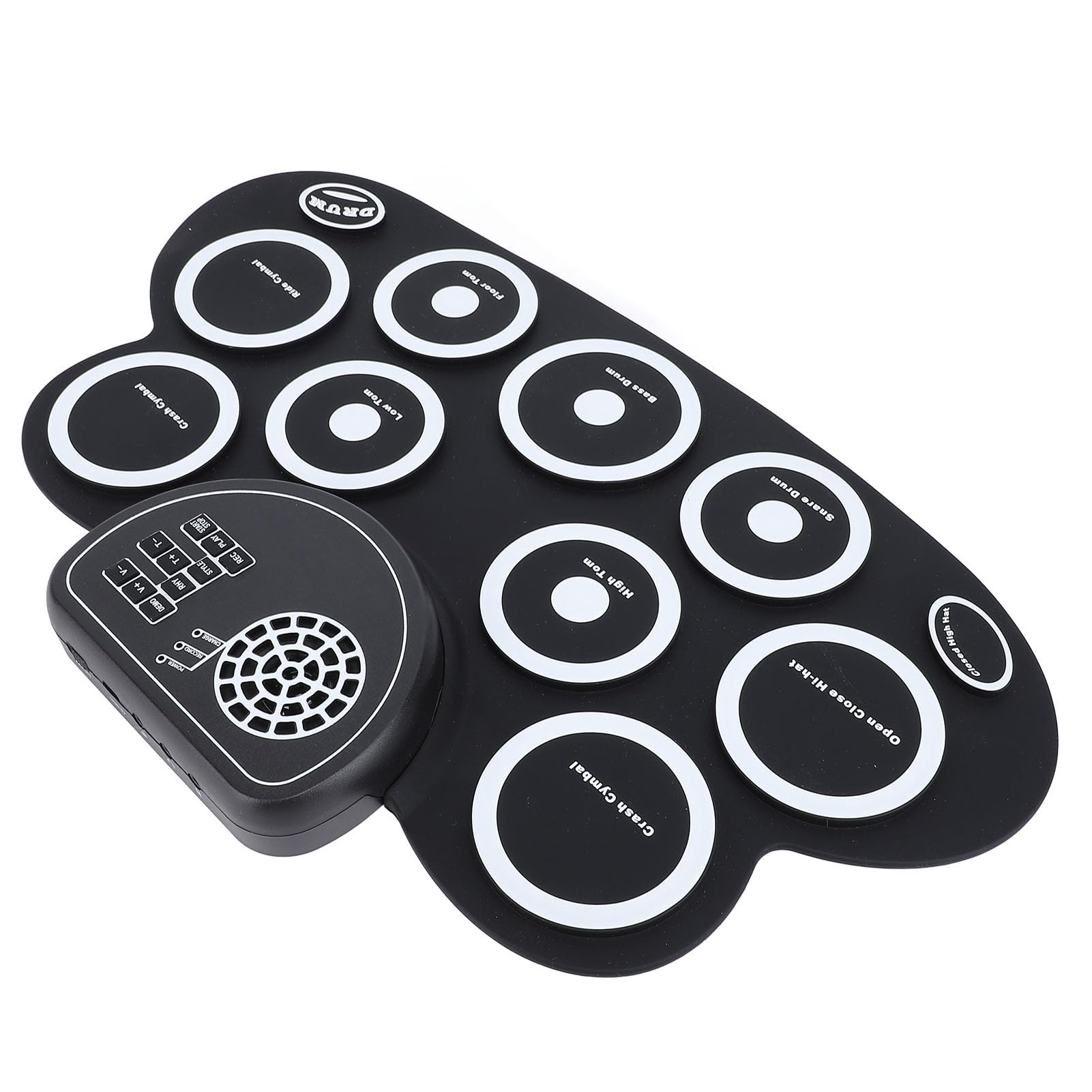 Set de pads electrónicos enrollables recargables, kit de batería eléctrica inalámbrico con altavoz integrado, tambor de práctica de silicona con doble pedal para principiantes y