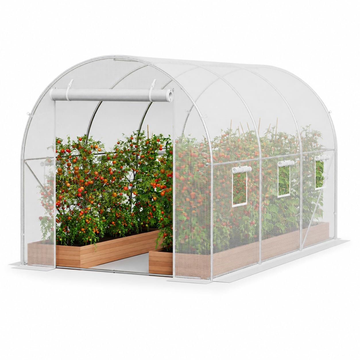 ビニールハウス 温室ハウス 3m×2m×2m 大型 家庭用 ビニール温室 両面出入口 強化フレーム 簡易温室 ビニールハウス 家庭菜園 屋外 防風 防雨 UVカット 育苗ハウス ミニ温室 温室ビニール ガーデニング