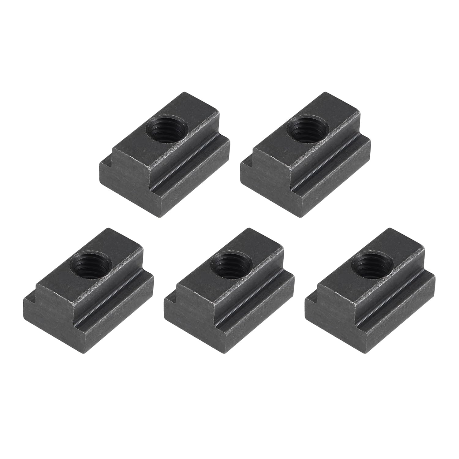 uxcell M16 Thread T Slot Nuts, Alloy Steel Black Oxide Finish Grade 8.8 Tapped Through Slot T-Nuts Furniture 5Pcs
