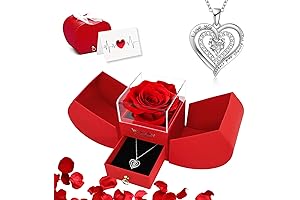 Preserved Red Rose Birthstone Necklace for Women - An Eternal Symbol of Love and Affection