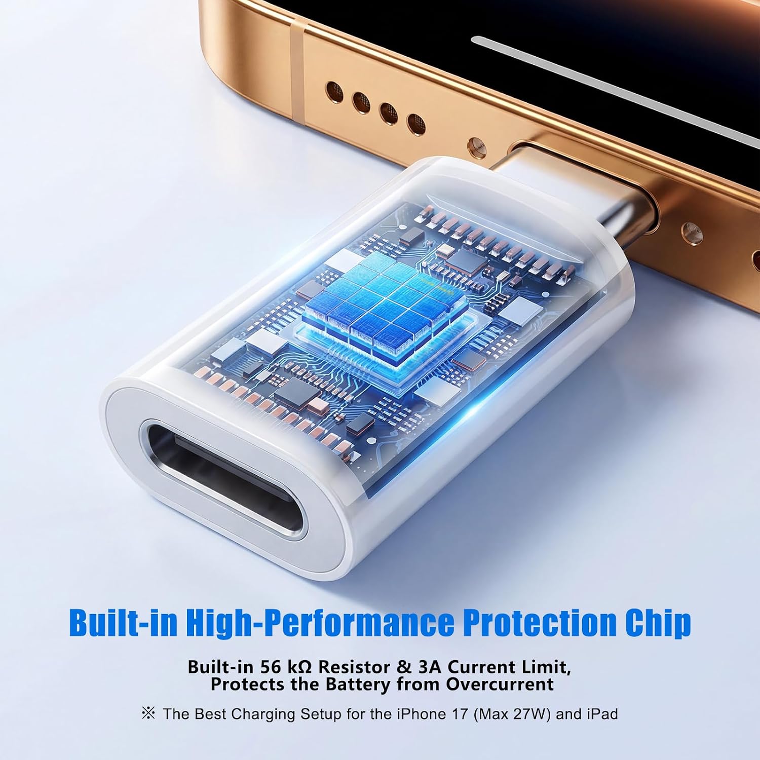 Lightning to USB C Adapter(New Combo), 48kHz/16bit Hi-Fi Audio Headphone Adapter with Line Control+27W Fast Charging Lightning to USBC Adapter with 3A Limit, Compatible with iPhone 17/16/15