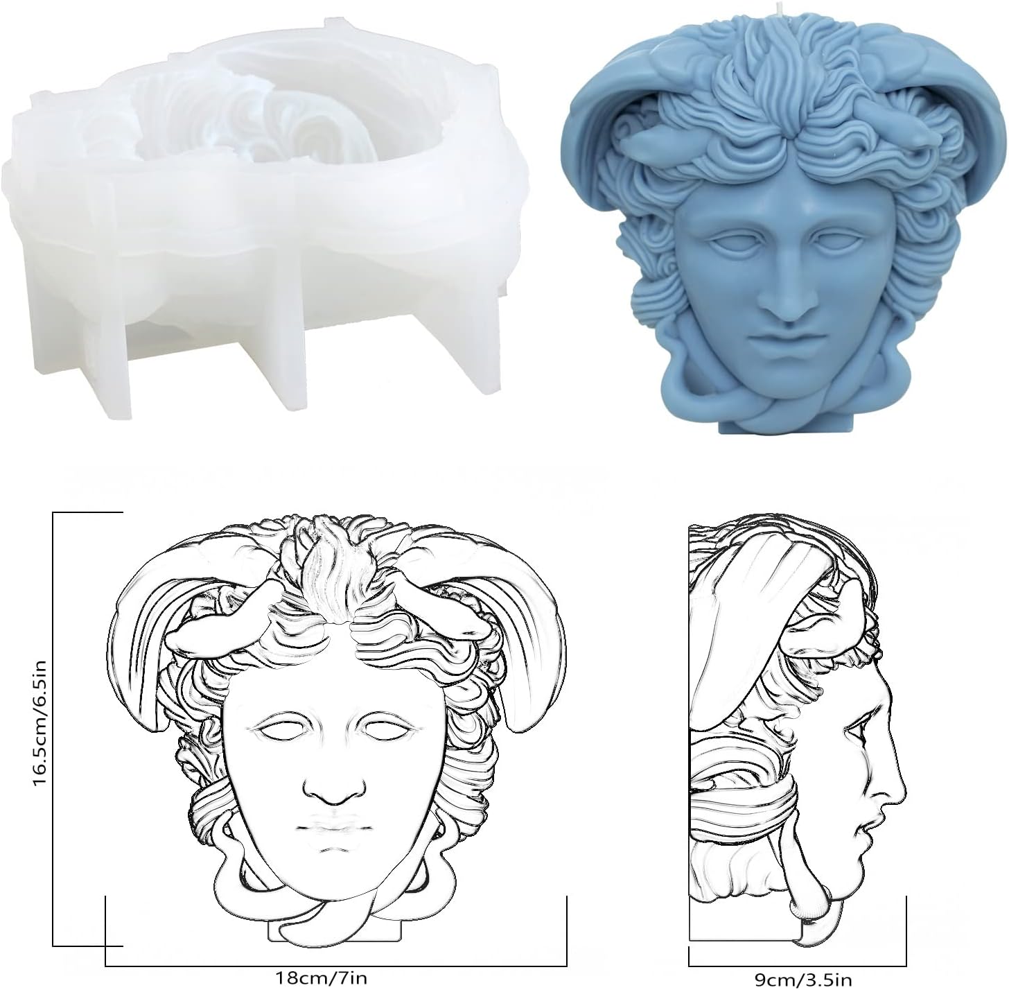 Medusa Snake Hair Silicone Candle Mold Mythological Candle Making Mould DIY Craft Decoration Tools