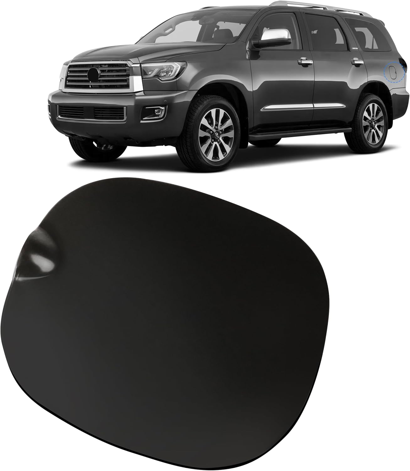 Fuel Filler Door Gas Tank Cap Cover Compatible with Toyo-ta Sequoia 2011-2022, Replacement OEM 77350-0C030 Gas Tank Door Cover Vehicle Exterior Component, Fuel Filler Lid Assembly