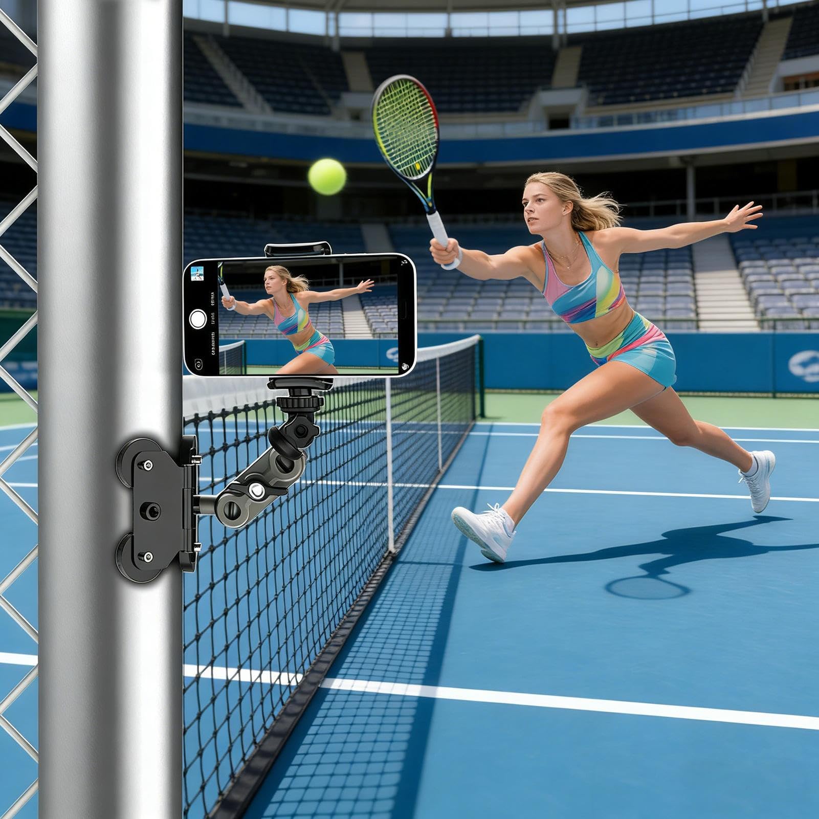 Soporte para teléfono | Cunas magnéticas portátiles para teléfonos inteligentes | Soporte para postes de valla de cámaras de acción, para grabar béisbol, tenis, sódminton, bádminton, fútbol