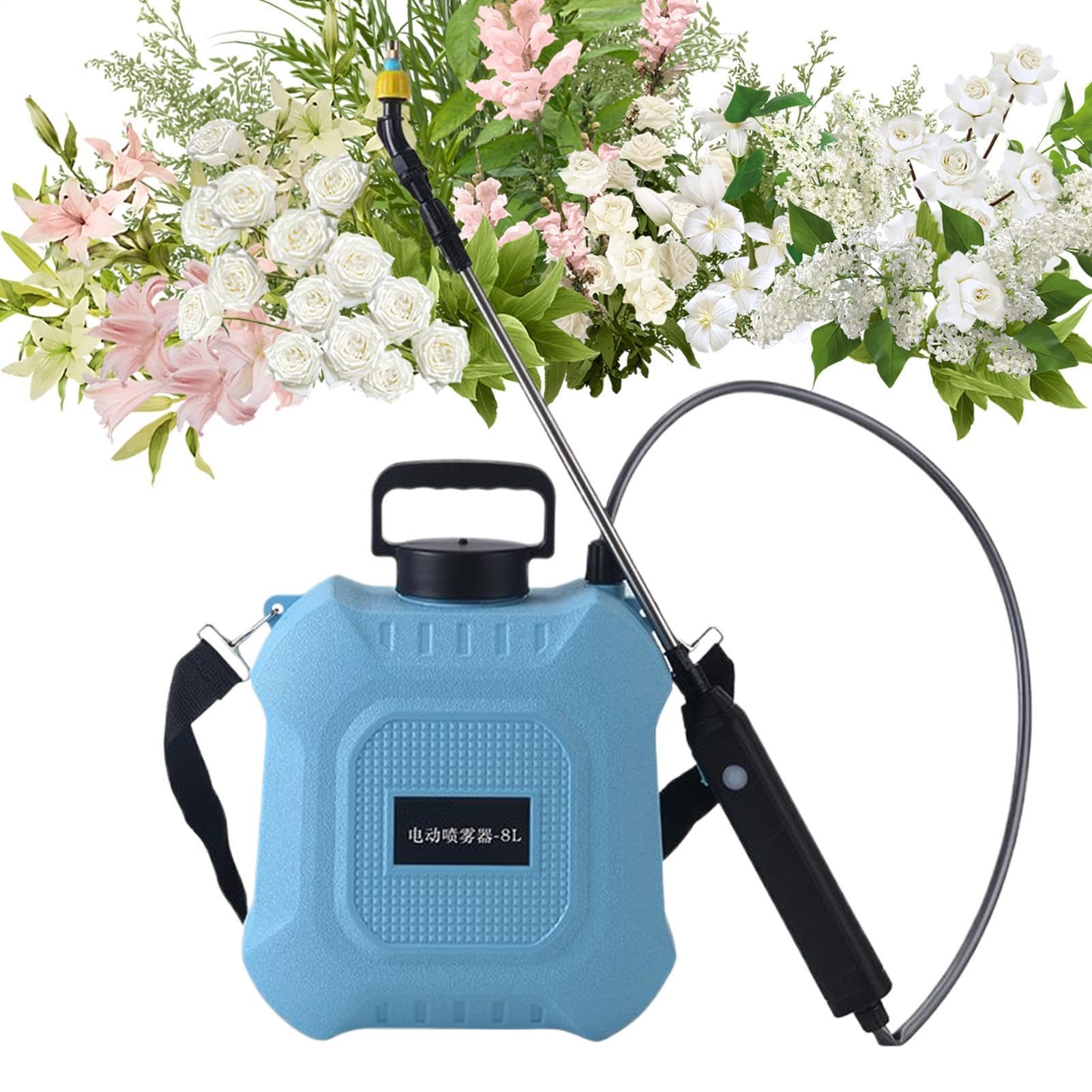 Spruzzatore da giardino Telescopica a Spruzzo Regolabile | Spruzzatore Con Ampio Serbatoio E Pompa Elettrica per Prato, Patio, , Fattoria, Irrigazione Esterna, Lavaggio Auto, Pulizia,