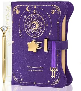Diary with Lock and Keys for Girls and Women, Locking Diary for Gift Ideas with Gift Box and Pen and Bookmark, Journal for Women with 360 Kraft Pages, B6 Refillable Notebook with Lock for Writing (Deep Royal Purple)